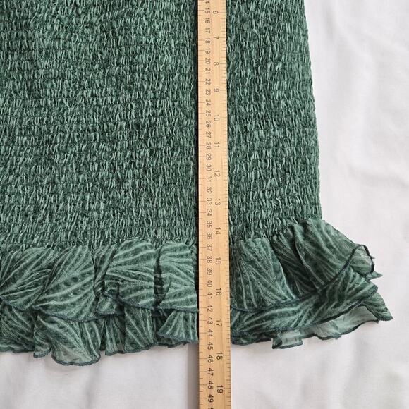 NWOT J.O.A. Smocked Ruffle Hem Skirt M Sheer Cottagecore Goblincore Feminine - Picture 11 of 11